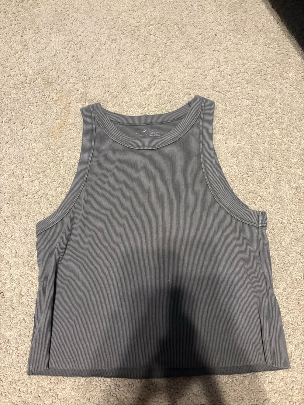 aerie Light Gray Ribbed Crewneck Tank
